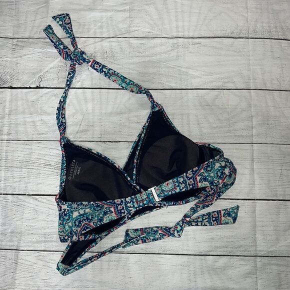 Athleta Monaco Bra Cup Wrap Bikini Removable Cups Underwire Halter sz 36B / 36 C - Picture 3 of 7
